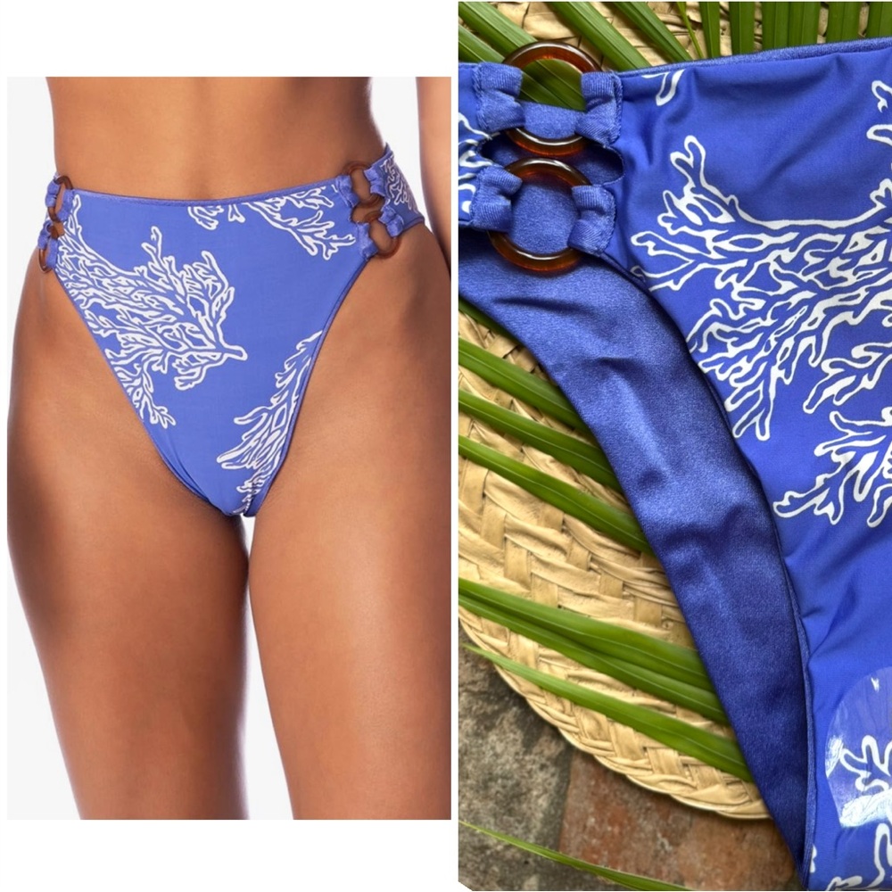 🌴☀️ MAAJI ☀️🌴 Perrywinkle Sussana High Rise Double Ring Side Bikini Swim Bottom